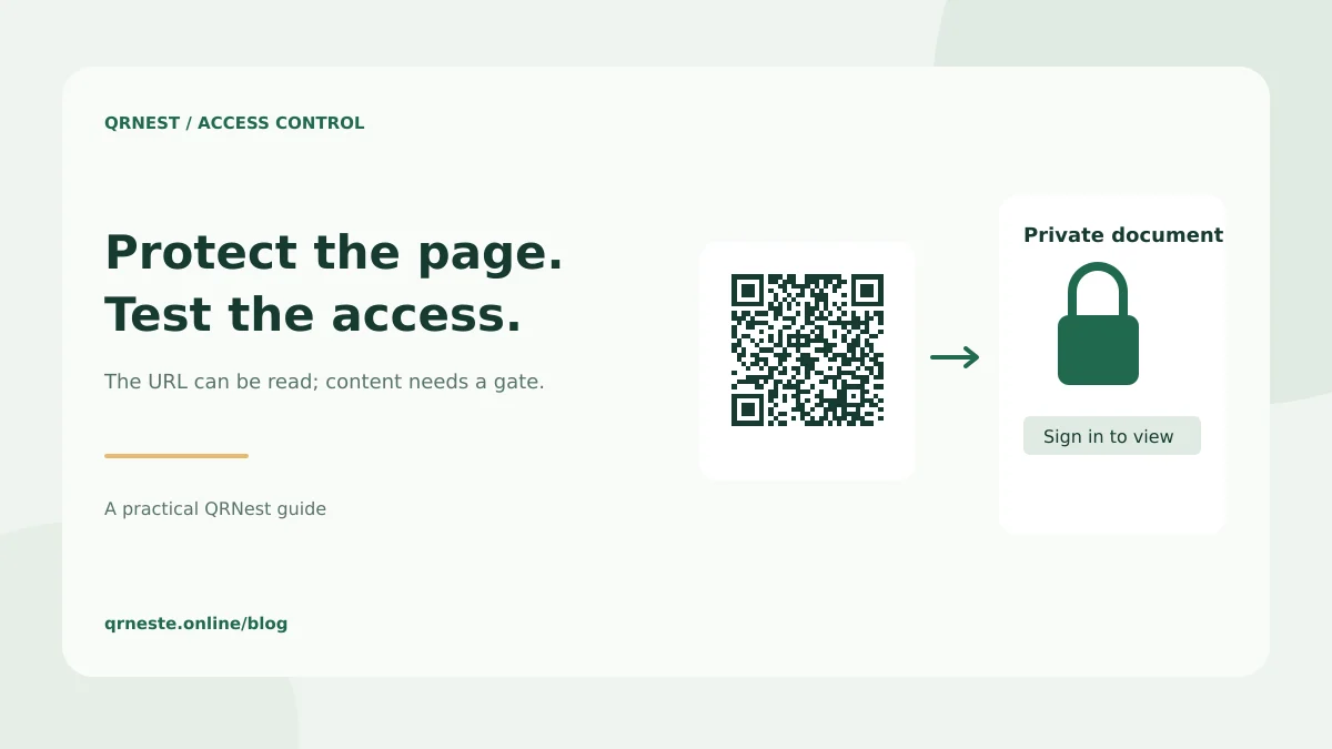 A QR card leads to a locked document with an authentication prompt.
